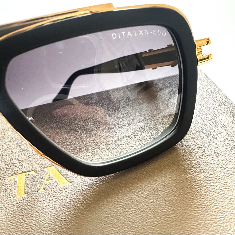 Dita LXN-EVO Luxury Eyewear Matte Black Yellow Gold Navigator Men's Sunglasses - Picture 4 of 15